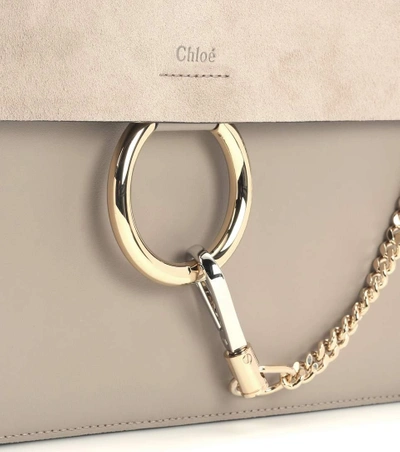 Shop Chloé Faye Leather And Suede Shoulder Bag In Grey