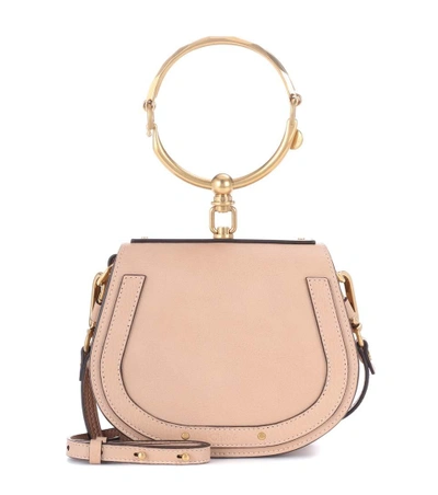 Shop Chloé Small Nile Leather Bracelet Bag In Beige
