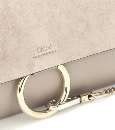 Shop Chloé Faye Small Leather Shoulder Bag In Grey