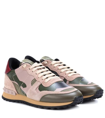 Shop Valentino Garavani Rockrunner Camouflage Sneakers In Green