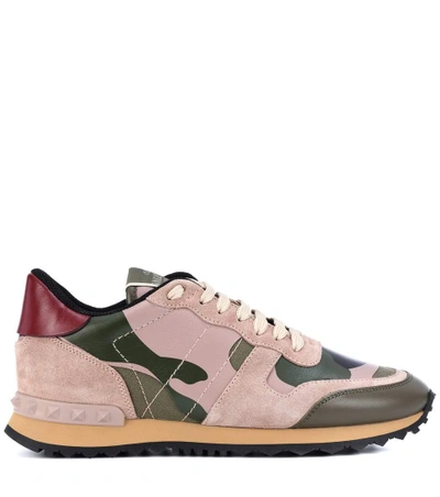 Shop Valentino Garavani Rockrunner Camouflage Sneakers In Green