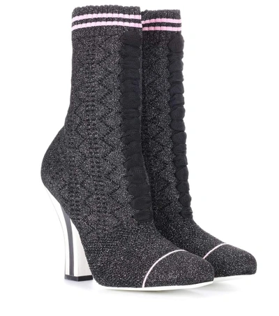 Shop Fendi Stretch-knit Ankle Boots In Eero Rosa Lele