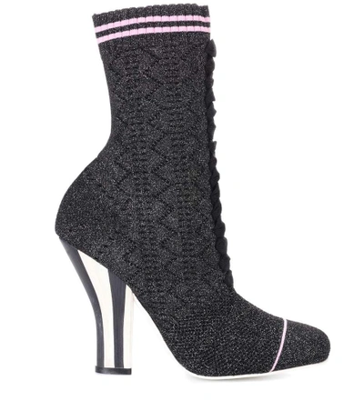Shop Fendi Stretch-knit Ankle Boots In Eero Rosa Lele