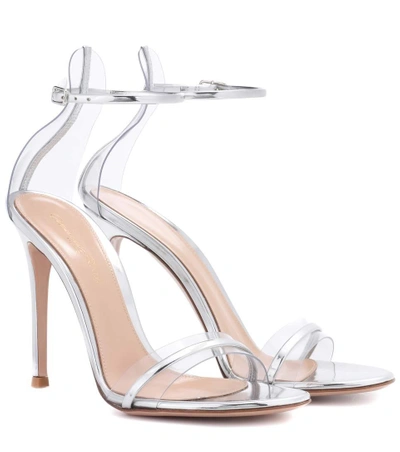 Shop Gianvito Rossi G-string Metallic Leather Sandals In Silver