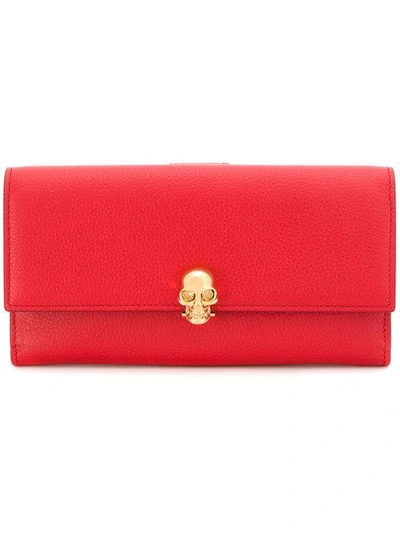 Shop Alexander Mcqueen Continental Skull Wallet - Red