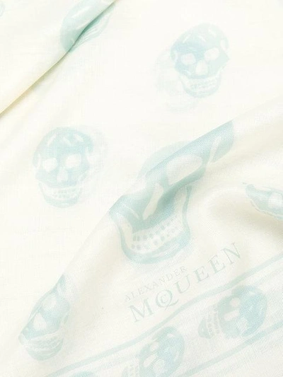 Shop Alexander Mcqueen Fringed Skull-print Scarf - White