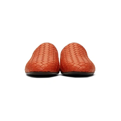 Shop Bottega Veneta Orange Intrecciato Slippers