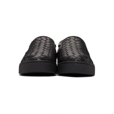 Shop Bottega Veneta Black Intrecciato Dodger Slip-on Sneakers In 1000 Black