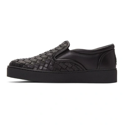 Shop Bottega Veneta Black Intrecciato Dodger Slip-on Sneakers In 1000 Black