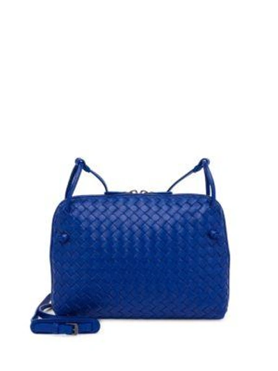 Shop Bottega Veneta Small Leather Messenger Bag In Cobalt