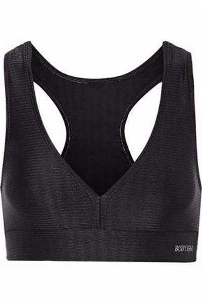 Shop Bodyism Woman Textured Stretch-jersey Sports Bra Black