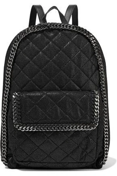 Shop Stella Mccartney Woman Quilted Faux Brushed-leather Backpack Black