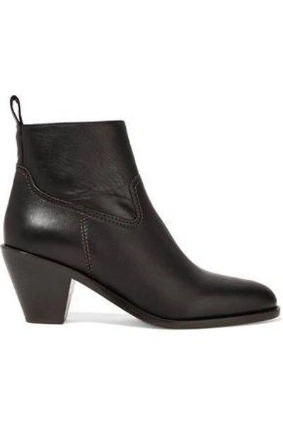 Shop Helmut Lang Woman Leather Ankle Boots Black