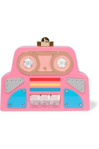 Shop Charlotte Olympia Cobot Embellished Perspex Clutch In Pink