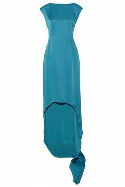 Shop Lanvin Woman Asymmetric Satin Gown Blue