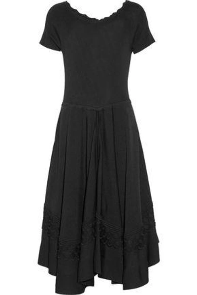 Shop Antonio Berardi Woman Macramé Lace-trimmed Stretch-knit Dress Black