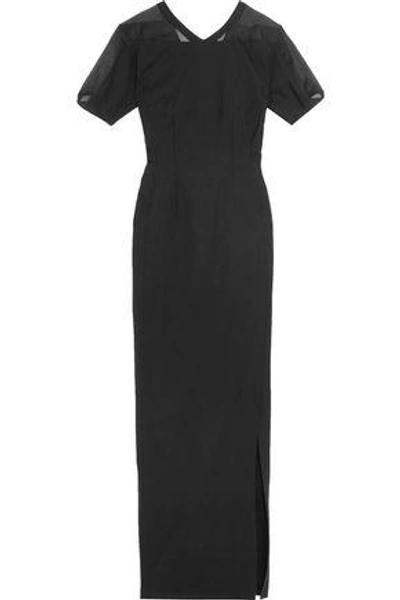 Shop Vionnet Woman Silk Organza-paneled Wool-blend Maxi Dress Black