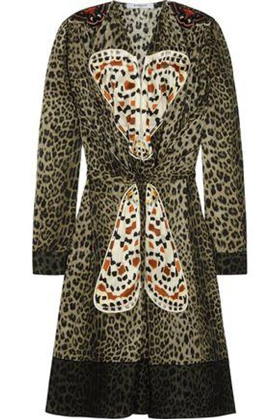 Shop Givenchy Appliquéd Leopard-print Silk Dress In Animal Print