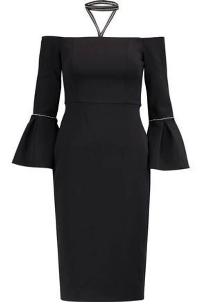 Shop Alexis Woman Amelie Off-the-shoulder Stretch-cady Dress Black