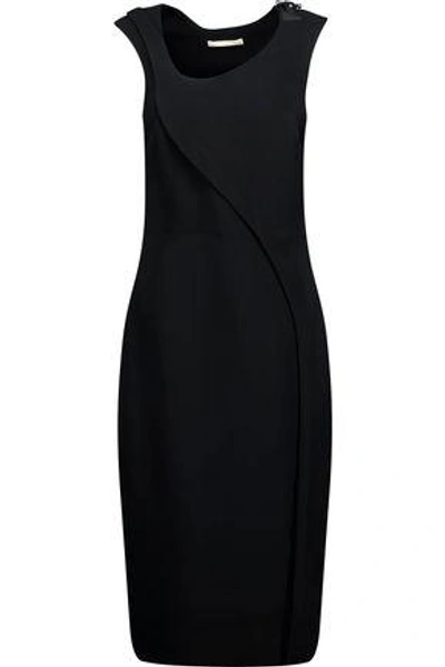 Shop Antonio Berardi Woman Embellished Paneled Crepe Dress Black