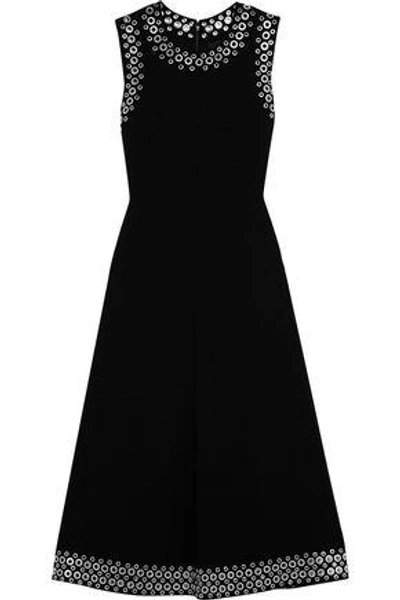 Shop Alexander Wang Woman Eyelet-embellished Crepe Midi Dress Black