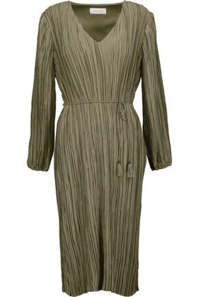 Shop Zimmermann Woman Tasseled Plissé-jersey Dress Leaf Green