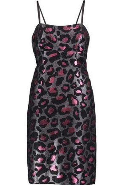 Shop Marc By Marc Jacobs Woman Metallic Leopard-jacquard Mini Dress Fuchsia