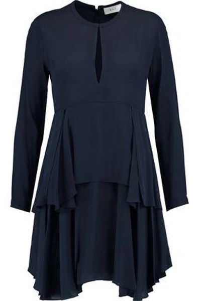 Shop A.l.c . Woman Vicky Tiered Silk-crepe Mini Dress Midnight Blue