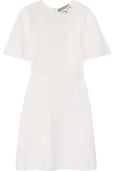 Shop Giambattista Valli Woman Lace-paneled Stretch-cady Mini Dress White