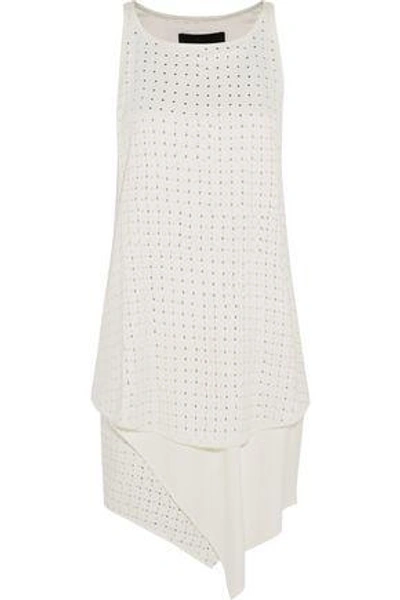 Shop Jay Ahr Woman Studded Asymmetric Mini Dress Ivory