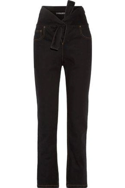 Shop Y/project Woman Tie-front High-rise Straight-leg Jeans Black