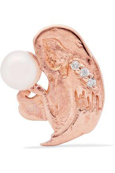 Shop Aamaya By Priyanka Woman Rose Gold-plated Silver, Faux Pearl And Crystal Earring Rose Gold
