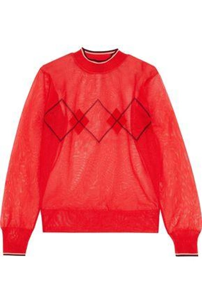 Shop Isabel Marant Woman Hilary Metallic Intarsia-knit Sweater Tomato Red
