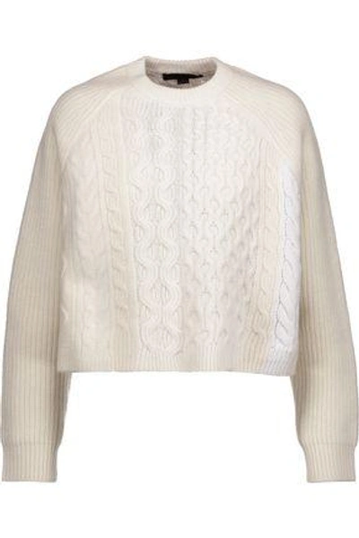 Shop Alexander Wang Woman Cable-knit Wool-blend Sweater Ivory