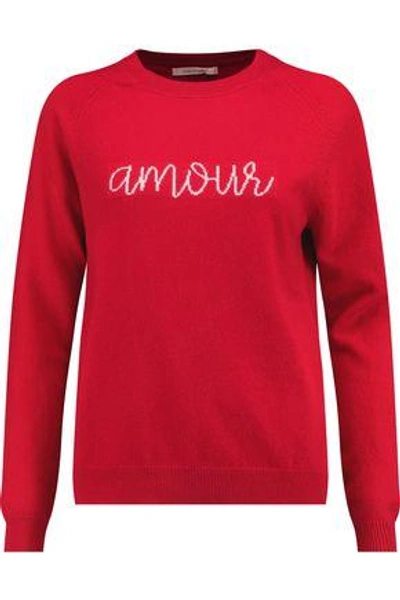 Shop Chinti & Parker Woman Wool And Cashmere-blend Jacquard Sweater Red