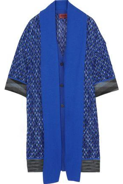 Shop Missoni Woman Cape-effect Wool-blend Cardigan Blue