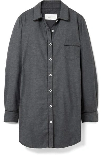 Shop Three J Nyc Grace Cotton-flannel Nightdress In Charcoal