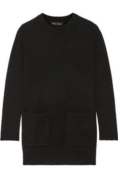 Shop Proenza Schouler Woman Ribbed Wool And Cashmere-blend Sweater Black