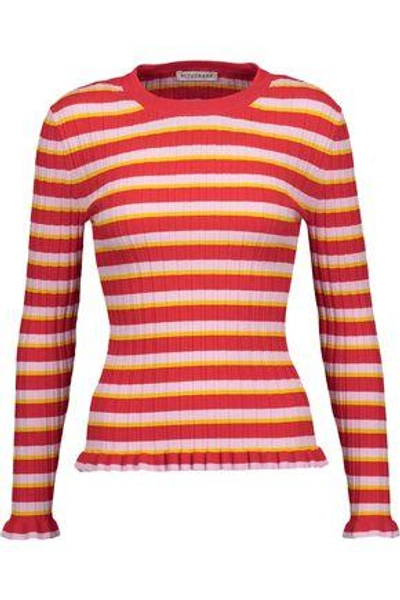 Shop Altuzarra Woman Chandler Striped Ribbed-knit Sweater Baby Pink