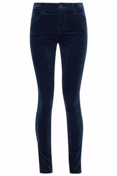 Shop J Brand Woman Maria Cotton-blend Velvet Skinny Pants Indigo In Midnight Blue