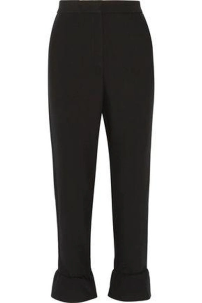 Shop Maje Woman Phoebe Fluted Crepe Flared Pants Black