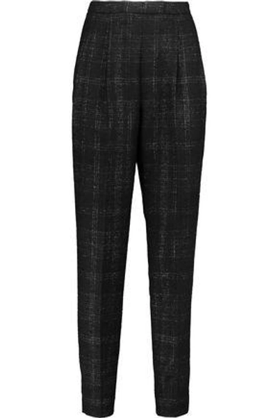 Shop Vionnet Woman Checked Wool-blend Tweed Tapered Pants Black