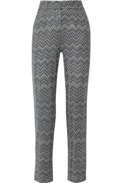 Shop Missoni Woman Crochet-knit Wool-blend Straight-leg Pants Anthracite