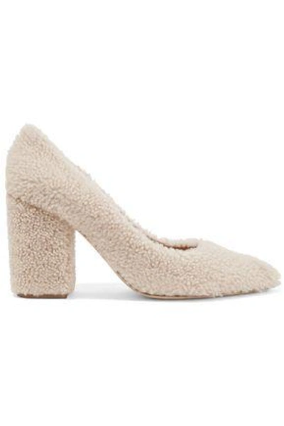 Shop Helmut Lang Shearling Pumps In White