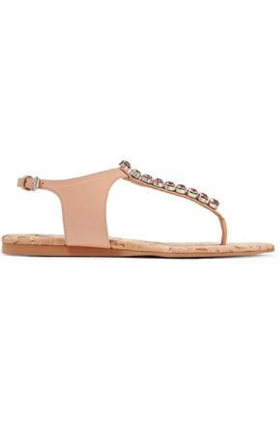 Shop Stella Mccartney Woman Crystal-embellished Faux Leather Sandals Pastel Pink