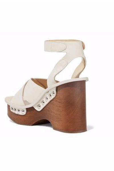 Shop Rag & Bone Woman Leather Platform Sandals Ivory