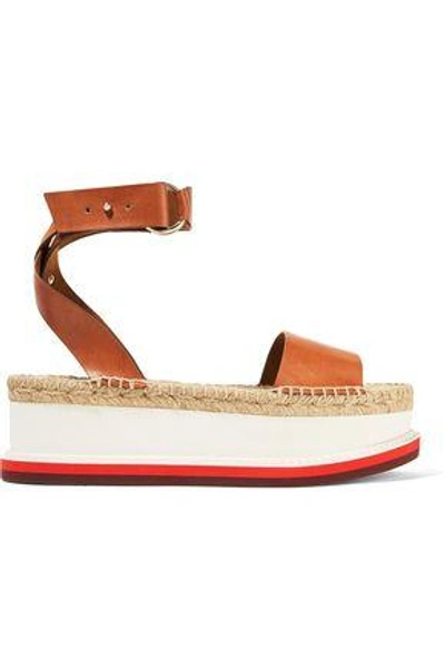 Shop Stella Mccartney Faux Leather Platform Espadrille Sandals In Tan