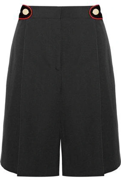 Shop Givenchy Woman Velvet-trimmed Crepe Shorts Black
