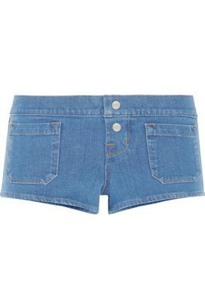 Shop J Brand Stretch-denim Shorts In Mid Denim