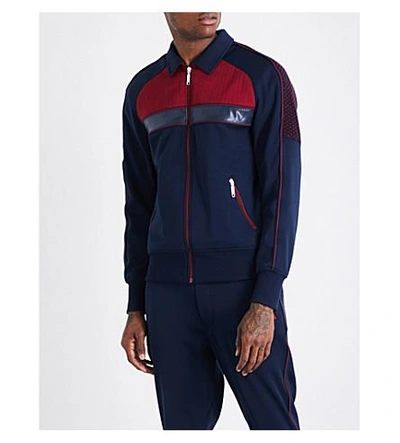 Shop Junya Watanabe Contrast-panel Jersey Jacket In Navy Burgundy